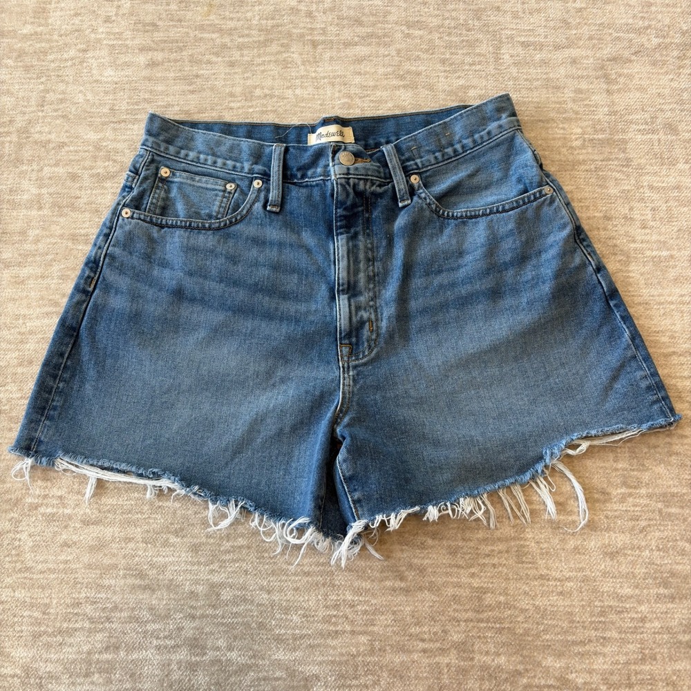 Madewell Shorts‎ Womens 31 The Momjean Medium Wash Denim Cut Offs 3.5" Inseam